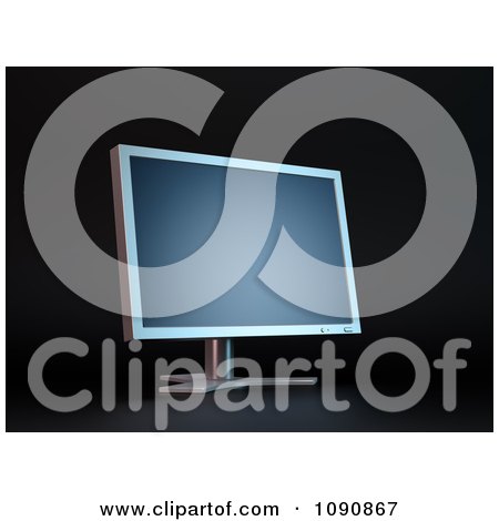 Clipart 3d Tilted Computer Display Monitor On Black - Royalty Free CGI Illustration by Mopic