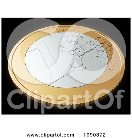 Clipart 3d Euro Coin On Black - Royalty Free CGI Illustration by Mopic