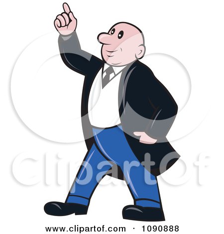Clipart Bald Senior Man Pointing Upwards - Royalty Free Vector Illustration by patrimonio