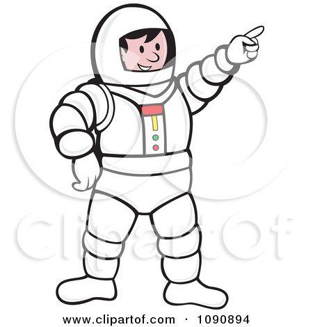 Clipart Pointing Astronaut - Royalty Free Vector Illustration by patrimonio