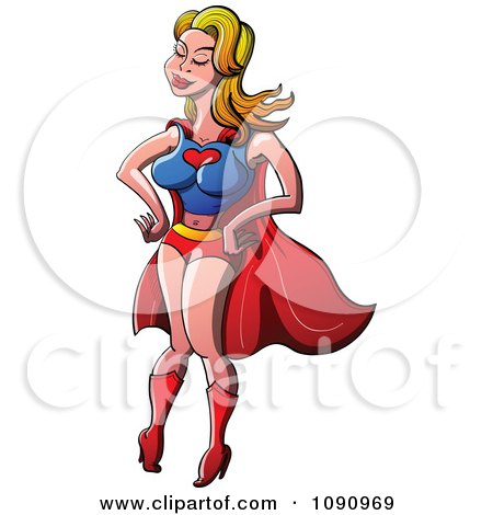 Clipart Sexy Love Super Woman Posing - Royalty Free Vector Illustration by Zooco