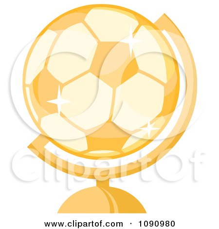 Clipart Gold Soccer Ball Globe - Royalty Free Vector Illustration by Hit Toon