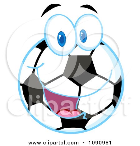 Clipart Happy Soccer Ball Character - Royalty Free Vector Illustration by Hit Toon