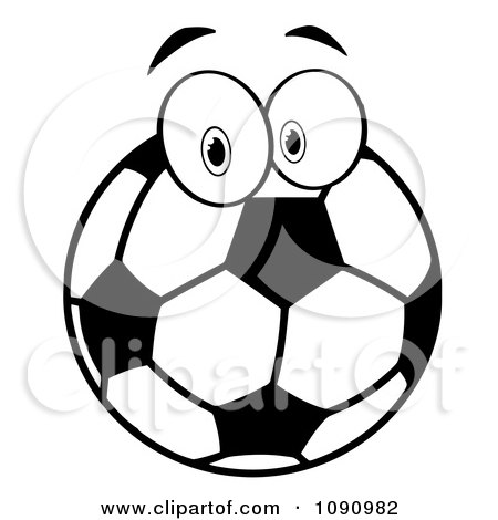 Clipart Black And White Soccer Ball Character - Royalty Free Vector Illustration by Hit Toon