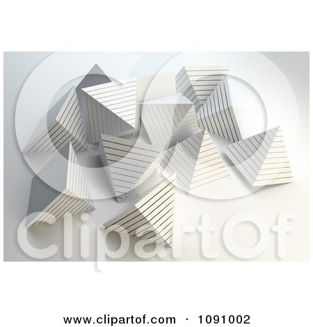 Clipart 3d Pearly White Pyramids - Royalty Free CGI Illustration by Mopic