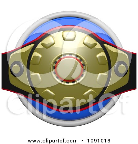 Clipart 3d Shiny Blue Circular Boxing Belt Icon Button - Royalty Free CGI Illustration by Leo Blanchette