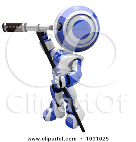 Clipart 3d Robot And Telescope - Royalty Free CGI Illustration by Leo Blanchette