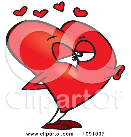 Clipart Red Heart Puckered For A Kiss - Royalty Free Vector Illustration by toonaday