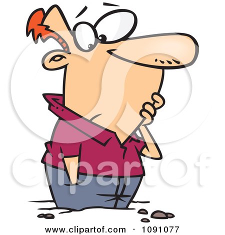 Clipart Man Grounded And Stuck In The Soil - Royalty Free Vector Illustration by toonaday