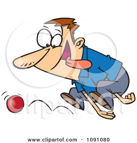 Clipart ADD Distracted Man Chasing A Ball - Royalty Free Vector Illustration by toonaday