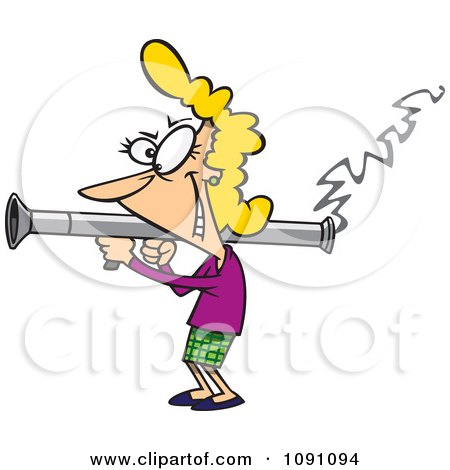 Clipart Woman Scorned Shooting A Bazooka - Royalty Free Vector Illustration by toonaday