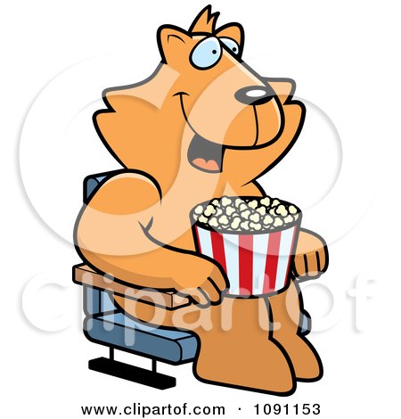 Clipart Happy Cat With Popcorn At The Movie Theater - Royalty Free Vector Illustration by Cory Thoman