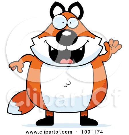Clipart Chubby Fox Waving - Royalty Free Vector Illustration by Cory Thoman