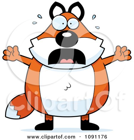 Clipart Chubby Fox Panicking - Royalty Free Vector Illustration by Cory Thoman