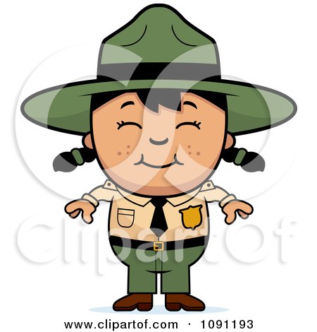 Clipart Happy Asian Forest Ranger Girl - Royalty Free Vector Illustration by Cory Thoman