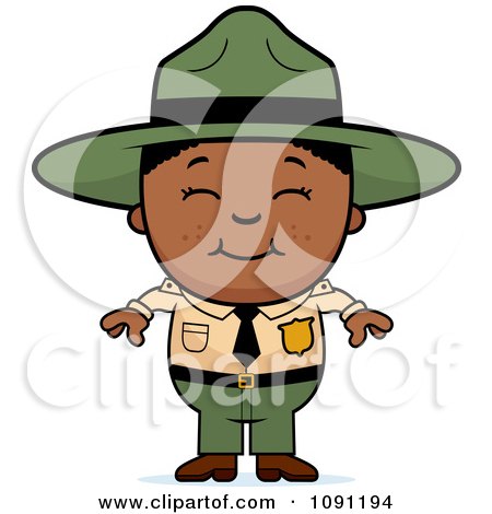 Clipart Happy Black Forest Ranger Boy - Royalty Free Vector Illustration by Cory Thoman