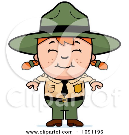 Clipart Happy Forest Ranger Girl - Royalty Free Vector Illustration by Cory Thoman