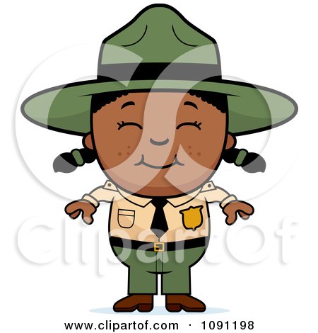 Clipart Happy Black Forest Ranger Girl - Royalty Free Vector Illustration by Cory Thoman