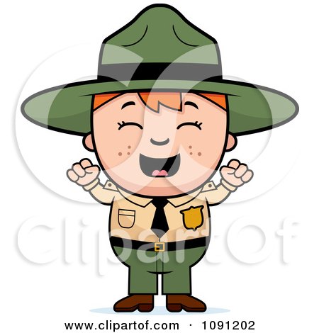 Clipart Happy Forest Ranger Boy Cheering - Royalty Free Vector Illustration by Cory Thoman