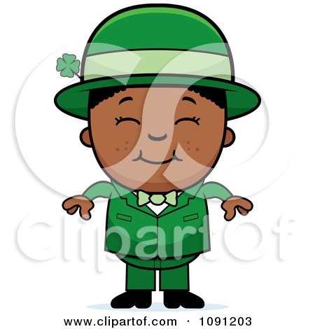Clipart Happy Black Child Leprechaun Boy - Royalty Free Vector Illustration by Cory Thoman