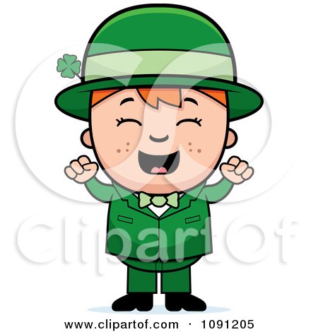 Clipart Cheering Child Leprechaun Boy - Royalty Free Vector Illustration by Cory Thoman