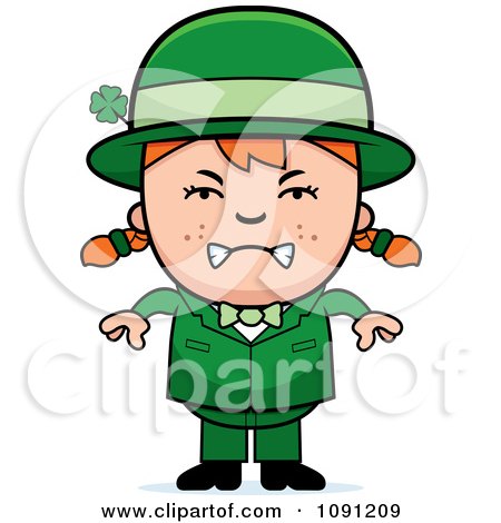 Clipart Mad Child Leprechaun Girl - Royalty Free Vector Illustration by Cory Thoman