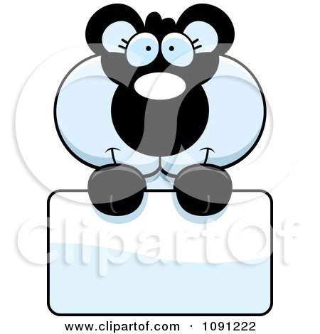 Clipart Cute Panda Holding A Sign - Royalty Free Vector Illustration by Cory Thoman
