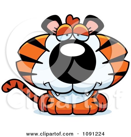 Clipart Cute Depressed Tiger - Royalty Free Vector Illustration by Cory Thoman