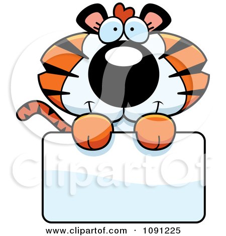 Clipart Cute Tiger Holding A Sign - Royalty Free Vector Illustration by Cory Thoman