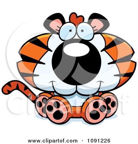Clipart Cute Sitting Tiger - Royalty Free Vector Illustration by Cory Thoman
