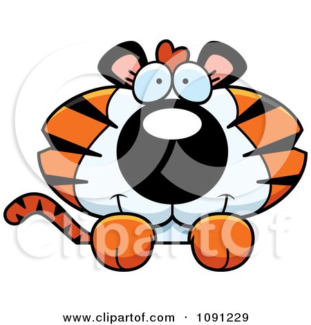 Clipart Cute Tiger Over A Surface - Royalty Free Vector Illustration by Cory Thoman