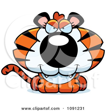 Clipart Cute Evil Tiger - Royalty Free Vector Illustration by Cory Thoman