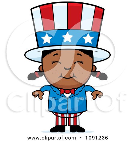 Clipart Happy Black Uncle Sam Girl - Royalty Free Vector Illustration by Cory Thoman