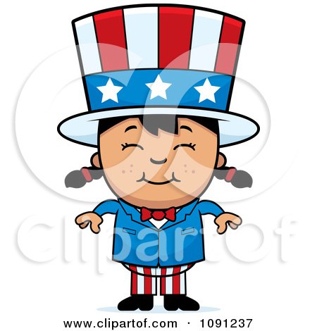 Clipart Happy Asian Uncle Sam Girl - Royalty Free Vector Illustration by Cory Thoman