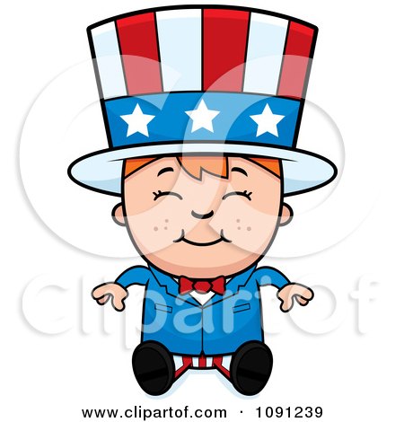 Clipart Happy Uncle Sam Boy Sitting - Royalty Free Vector Illustration by Cory Thoman