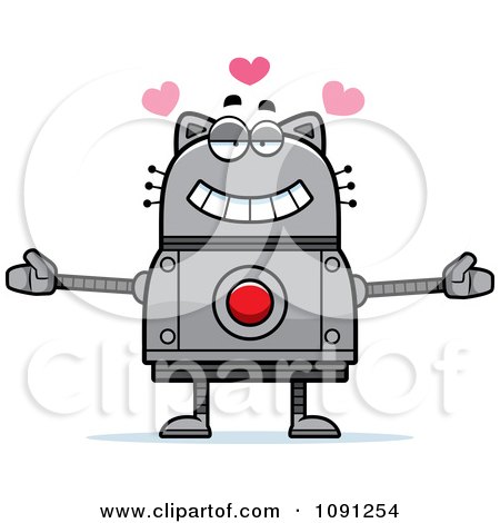 Clipart Loving Robot Cat - Royalty Free Vector Illustration by Cory Thoman