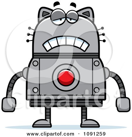 Clipart Sad Robot Cat - Royalty Free Vector Illustration by Cory Thoman