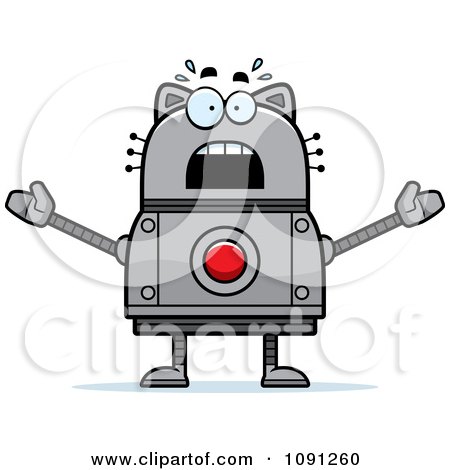 Clipart Scared Robot Cat - Royalty Free Vector Illustration by Cory Thoman