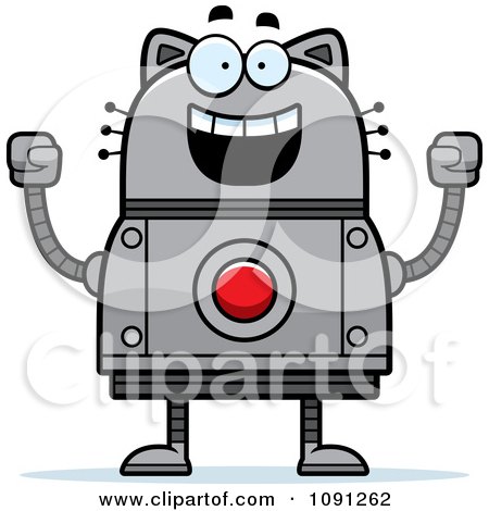 Clipart Excited Robot Cat - Royalty Free Vector Illustration by Cory Thoman