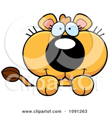 Clipart Cute Lioness Over A Surface - Royalty Free Vector Illustration by Cory Thoman