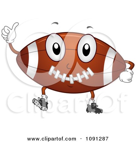 Clipart Football Character Holding A Thumb Up - Royalty Free Vector Illustration by BNP Design Studio