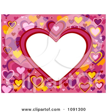 Clipart White Frame Surrounded By Colorful Hearts - Royalty Free Vector Illustration by BNP Design Studio