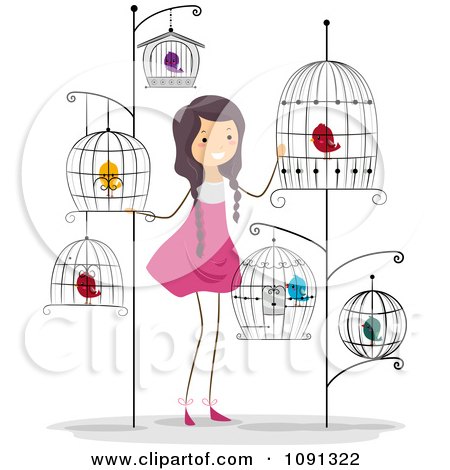 Clipart With With A Lot Of Bird Cages - Royalty Free Vector Illustration by BNP Design Studio