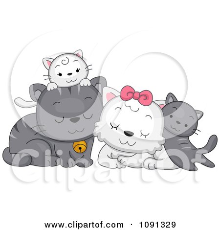 Clipart Cute Cat Family - Royalty Free Vector Illustration by BNP Design Studio