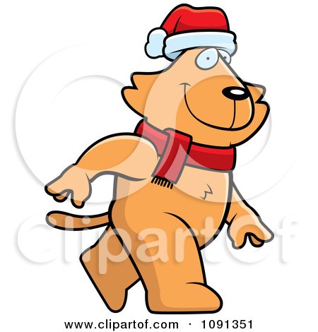 Clipart Walking Christmas Cat - Royalty Free Vector Illustration by Cory Thoman