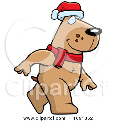Clipart Walking Christmas Dog - Royalty Free Vector Illustration by Cory Thoman