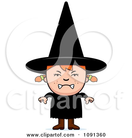 Clipart Mad Halloween Witch Girl - Royalty Free Vector Illustration by Cory Thoman