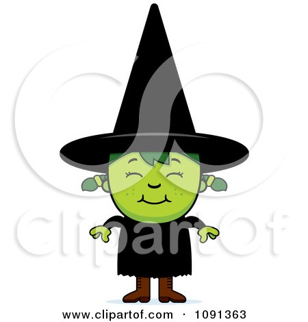 Clipart Happy Green Halloween Witch Girl - Royalty Free Vector Illustration by Cory Thoman