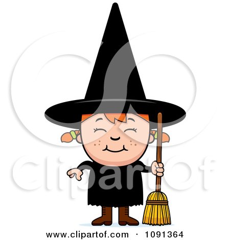Clipart Happy Halloween Witch Girl - Royalty Free Vector Illustration by Cory Thoman