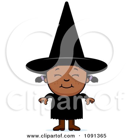 Clipart Happy Black Halloween Witch Girl - Royalty Free Vector Illustration by Cory Thoman